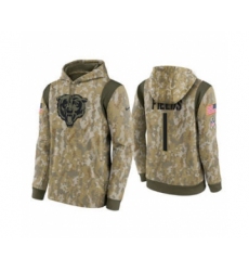Men's Chicago Bears #1 Justin Fields Camo 2021 Salute To Service Therma Performance Pullover Football Hoodie