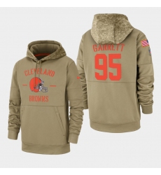 Men's Cleveland Browns #95 Myles Garrett 2019 Salute to Service Sideline Therma Pullover Hoodie - Tan