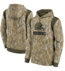 Men's Cleveland Browns Nike Camo 2021 Salute To Service Therma Performance Pullover Hoodie