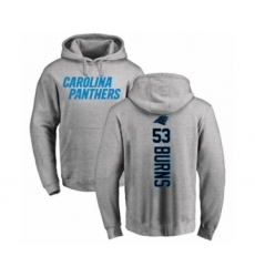 Football Carolina Panthers #53 Brian Burns Ash Backer Pullover Hoodie