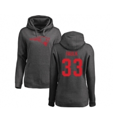 Football Women's New England Patriots #33 Kevin Faulk Ash One Color Pullover Hoodie