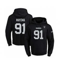 Football Men's Oakland Raiders #91 Benson Mayowa Black Name & Number Pullover Hoodie