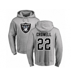 Football Oakland Raiders #22 Isaiah Crowell Ash Name & Number Logo Pullover Hoodie