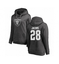 Football Women's Oakland Raiders #28 Josh Jacobs Ash One Color Pullover Hoodie