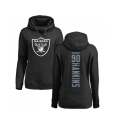 Football Women's Oakland Raiders #90 Johnathan Hankins Black Backer Pullover Hoodie