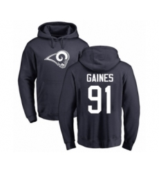 Football Los Angeles Rams #91 Greg Gaines Navy Blue Name & Number Logo Pullover Hoodie