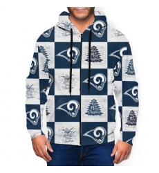 Rams Team Ugly Christmas Men's Zip Hooded Sweatshirt