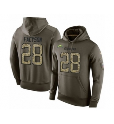Football Los Angeles Chargers #28 Brandon Facyson Green Salute To Service Men's Pullover Hoodie