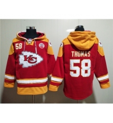 Men's Kansas City Chiefs #58 Derrick Thomas Red Lace-Up Pullover Hoodie