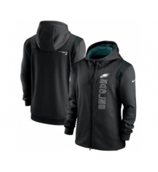 Men's Philadelphia Eagles 2021 Black Sideline Team Performance Full-Zip Hoodie