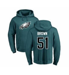 Philadelphia Eagles #51 Zach Brown Green Name & Number Logo Pullover Hoodie