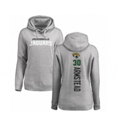 Football Women's Jacksonville Jaguars #30 Ryquell Armstead Ash Backer Pullover Hoodie