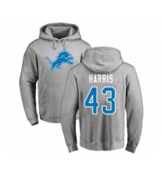 Football Detroit Lions #43 Will Harris Ash Name & Number Logo Pullover Hoodie