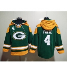 Men's Green Bay Packers #4 Brett Favre Green Lace-Up Pullover Hoodie