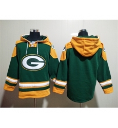Men's Green Bay Packers Blank Green Lace-Up Pullover Hoodie