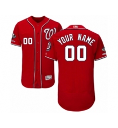 Men's Washington Nationals Customized Red Alternate Flex Base Authentic Collection 2019 World Series Champions Baseball Jersey