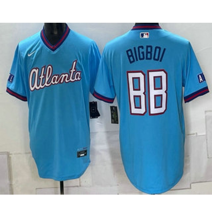 Men's Atlanta Braves #88 Big Boi Blue 2026 City Connect Stadium Stitched Jersey