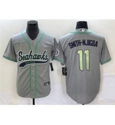 Men's Seattle Seahawks #11 Jaxon Smith-Njigba Gray Cool Base Stitched Baseball Jersey