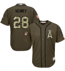 Men's Majestic Los Angeles Angels of Anaheim #28 Andrew Heaney Authentic Green Salute to Service MLB Jersey