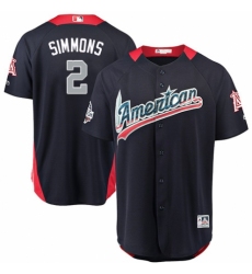 Men's Majestic Los Angeles Angels of Anaheim #2 Andrelton Simmons Game Navy Blue American League 2018 MLB All-Star MLB Jersey