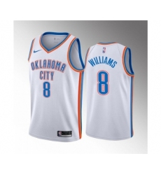 Men's Oklahoma City Thunder #8 Jalen Williams White Association Edition Stitched Basketball Jersey
