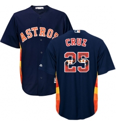 Men's Majestic Houston Astros #25 Jose Cruz Jr. Authentic Navy Blue Team Logo Fashion Cool Base MLB Jersey