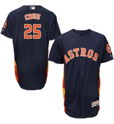 Men's Majestic Houston Astros #25 Jose Cruz Jr. Navy Blue Alternate Flex Base Authentic Collection MLB Jersey