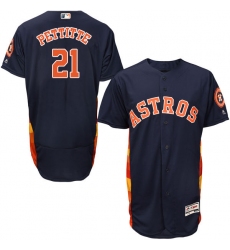 Men's Majestic Houston Astros #21 Andy Pettitte Navy Blue Alternate Flex Base Authentic Collection MLB Jersey