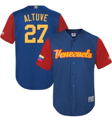 Men's Venezuela Baseball Majestic #27 Jose Altuve Royal Blue 2017 World Baseball Classic Replica Team Jersey