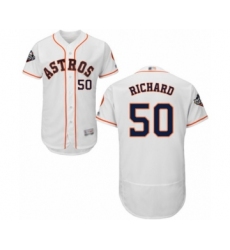 Men's Houston Astros #50 J.R. Richard White Home Flex Base Authentic Collection 2019 World Series Bound Baseball Jersey