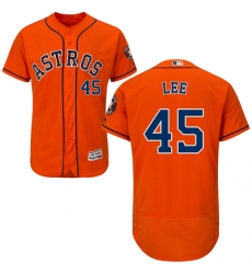 Men's Majestic Houston Astros #45 Carlos Lee Orange Alternate Flex Base Authentic Collection MLB Jersey