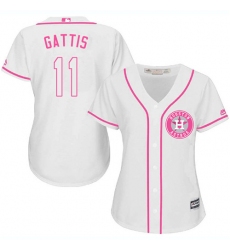 Women's Majestic Houston Astros #11 Evan Gattis Authentic White Fashion Cool Base MLB Jersey