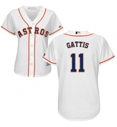 Women's Majestic Houston Astros #11 Evan Gattis Authentic White Home Cool Base MLB Jersey