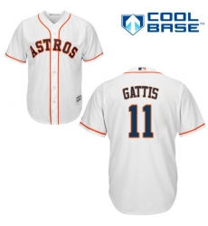 Youth Majestic Houston Astros #11 Evan Gattis Authentic White Home Cool Base MLB Jersey