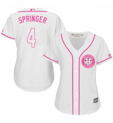 Women's Majestic Houston Astros #4 George Springer Replica White Fashion Cool Base MLB Jersey