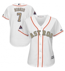 Women's Majestic Houston Astros #7 Craig Biggio Authentic White 2018 Gold Program Cool Base MLB Jersey