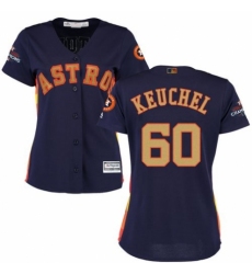 Women's Majestic Houston Astros #60 Dallas Keuchel Authentic Navy Blue Alternate 2018 Gold Program Cool Base MLB Jersey