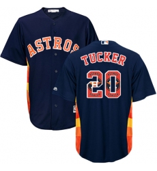 Men's Majestic Houston Astros #20 Preston Tucker Authentic Navy Blue Team Logo Fashion Cool Base MLB Jersey