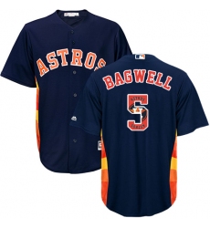 Men's Majestic Houston Astros #5 Jeff Bagwell Authentic Navy Blue Team Logo Fashion Cool Base MLB Jersey
