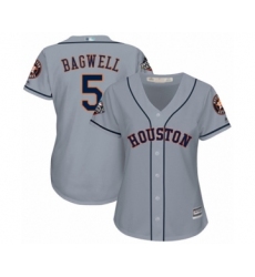 Women's Houston Astros #5 Jeff Bagwell Authentic Grey Road Cool Base 2019 World Series Bound Baseball Jersey