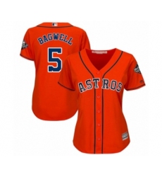 Women's Houston Astros #5 Jeff Bagwell Authentic Orange Alternate Cool Base 2019 World Series Bound Baseball Jersey