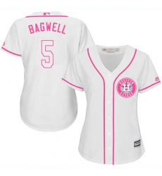 Women's Majestic Houston Astros #5 Jeff Bagwell Replica White Fashion Cool Base MLB Jersey