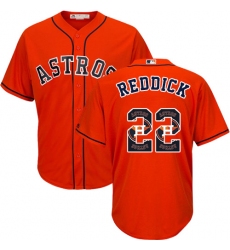 Men's Majestic Houston Astros #22 Josh Reddick Authentic Orange Team Logo Fashion Cool Base MLB Jersey