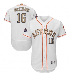 Men's Majestic Houston Astros #16 Brian McCann White 2018 Gold Program Flex Base Authentic Collection MLB Jersey