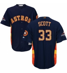 Men's Majestic Houston Astros #33 Mike Scott Replica Navy Blue Alternate 2018 Gold Program Cool Base MLB Jersey