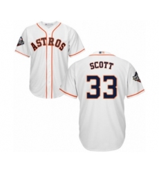 Youth Houston Astros #33 Mike Scott Authentic White Home Cool Base 2019 World Series Bound Baseball Jersey