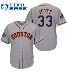 Youth Majestic Houston Astros #33 Mike Scott Replica Grey Road 2017 World Series Champions Cool Base MLB Jersey