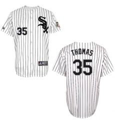 Men's Majestic Chicago White Sox #35 Frank Thomas Authentic White w75th Anniversary Commemorative Patch MLB Jersey