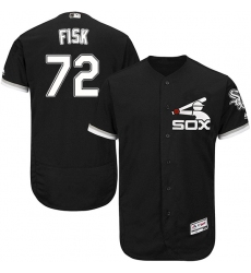 Men's Majestic Chicago White Sox #72 Carlton Fisk Authentic Black Alternate Home Cool Base MLB Jersey