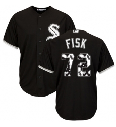 Men's Majestic Chicago White Sox #72 Carlton Fisk Authentic Black Team Logo Fashion Cool Base MLB Jersey